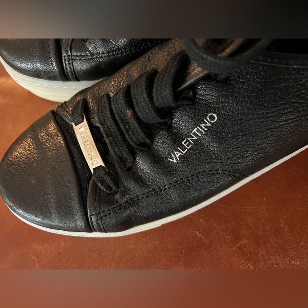 Valentino Black Leather Sneakers 10 - Picture 4 of 12